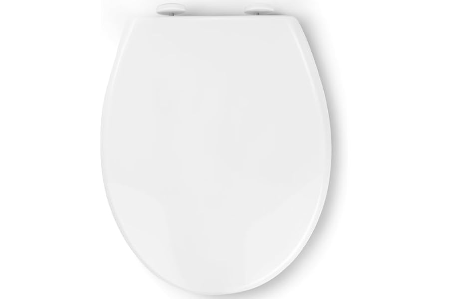 Pipishell Soft Close Toilet Seat, Toilet Seat with Quick Release for Easy Clean, Simple Top Fixing, Standard Toilet Seats White with Adjustable Hinges, O Shape