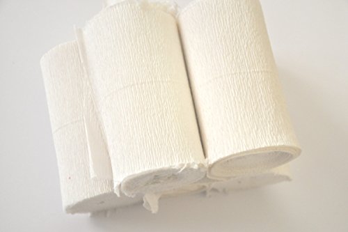 5 Rollen DEKO Krepppapier 10 cm breit, 2,5 meter - KREPPBÄNDER –weiß fertig zugeschnitten