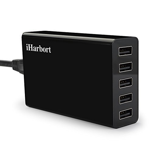 iHarbort® Desktop 5-Port-USB-Ladegerät Lade Hub Multi-Port-USB-Ladegerät (40 Watt) mit EU-Stecker für iPhone 6 S / 6 Plus, Samsung Galaxy S6 EDGE Plus und mehr,Schwarz