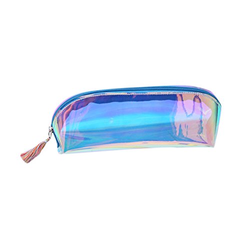 Estuche Fablcrew de grande capacidad  transparente  para maquillaje  la oficina    tiles de la escuela  21x5x7cm azul