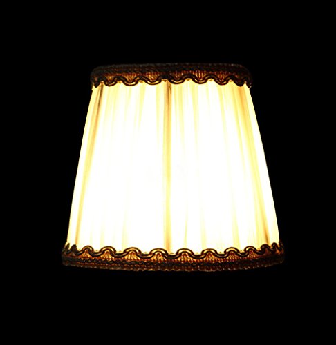 Splink 2 Pcs Lampenschirm E14 Clip-On Organza Stoff Stehlampe Tischlampenschirm mit Gold Trim Vintage Barockstil Stil - 2