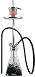 Shisha Set mit Shisha Amy Aero-X Klick II, Kohleanzünder, Naturkohle, Kaminkopf, Dampfsteine und eine kleine Überraschung (Schwarz / Chrome) -