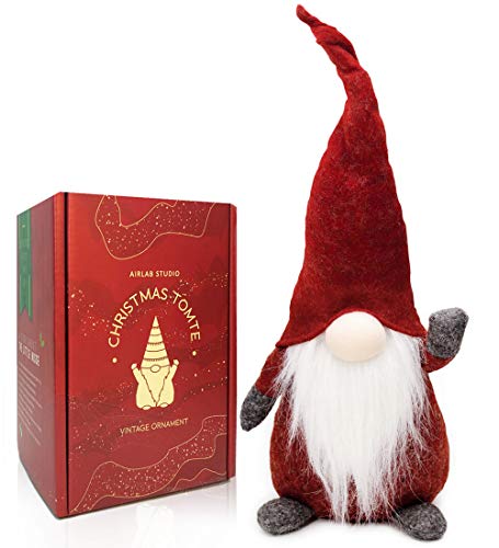 Airlab Décorations De Noël Père Noël GNOME Tomte 19 Pouces de Haut, Poupée Ornement Santa Figurines Suédoises, Cadeaux De Nains Scandinaves pour Enfants Famille Amis De Noël, Rouge