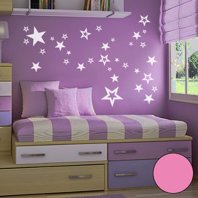 A435 Wandtattoo "95 Sterne" Bogen: 72cm x 60cm rosa (erh. in 40 Farben und 2 Größen)