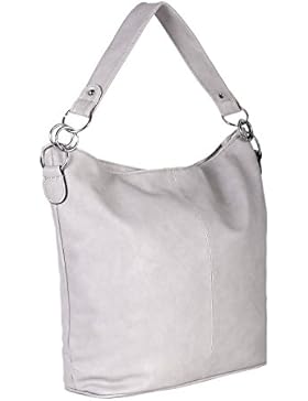 DonDon Damen Schultertasche Handtasche PU-Leder Hobo Bag mit Reißverschluss 41 x 31 x 14 cm