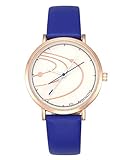 JSDDE Uhren, Armbanduhr Frauen Quarzuhr Damen Planeten Bahn Muster Elegante Analoge Uhr mit Lederarmband (Blau)
