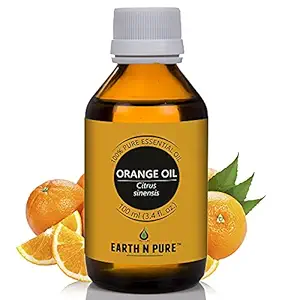 Earth N Pure Orange Essential Oil 100% Pure, Undiluted, Natural & Therapeutic Grade - Uplifting Aromatherapy Scent, Perfect For Relaxation, DIY And Improved Mood 100 Ml/ 3.4 Fl Oz