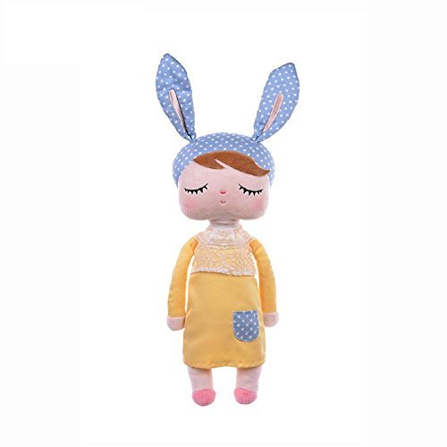 Fancyus 13'' Metoo Angela Sleeping Bunny Rabbit Girl Baby Stuffed Plush Dolls Toys, Blue Ears with Yellow Dress by Fancyus