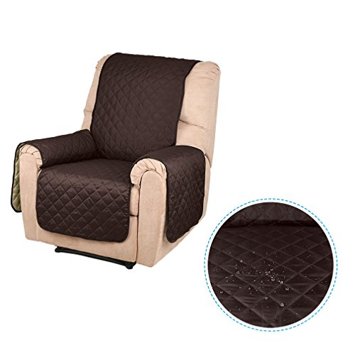 Auralum 177 x 56cm Wasserdicht Doppelseitig Sesselschoner Sofaschoner mit Armlehnen für 1 sitzer Sofa, Anti-Rutsch Sofa Matte für Hunde/ Katzen – Dunkelbraun / Beige - 5