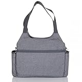 LCP Kids grosse Baby Wickeltasche PARIS GREY mit Wickelunterlage und vielen Fächern modern mit Universal Haken als Kinderwagen Befestigung für unterwegs - 7