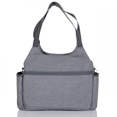 LCP Kids grosse Baby Wickeltasche PARIS GREY mit Wickelunterlage und vielen Fächern modern mit Universal Haken als Kinderwagen Befestigung für unterwegs - 7