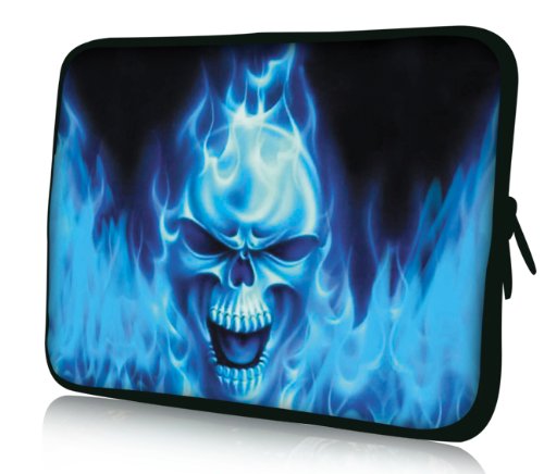 Luxburg® Design Funda Blanda Bolso Sleeve para Ordenador Portátil / MacBook de 15,6 pulgadas, motivo: Calavera sobre fondo azul