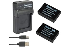 Newmowa LP-E17 Batería (2-Pack) y Kit Cargador Micro USB portátil para Canon EOS M3 M5 M6 200D 250D 750D 760D 800D Rebel SL3 T6i T6s 8000D Kiss X8i