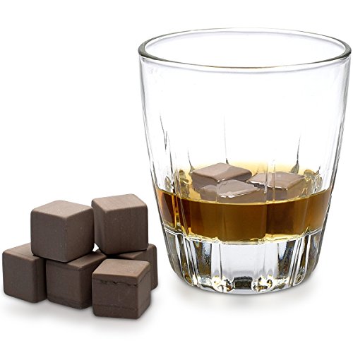 Navaris 9x Whiskey Steine Set aus Granit – Würfel Kühlsteine in Grau in Geschenk Holzbox mit Samt Beutel Chilling Cubes - 4