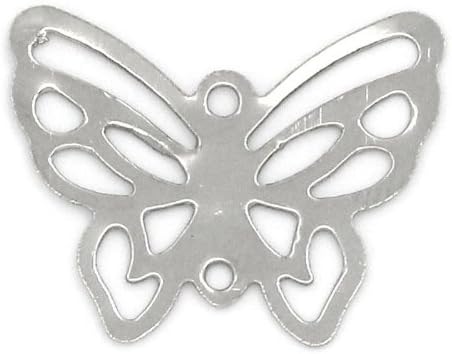 Pack of 20 Butterfly Shaped Silver Tone Hollow Connectors Findings 16mm x 21mm