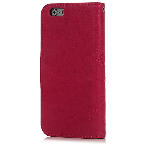iPhone 6 Case,iPhone 6S Case (4.7 inch), YOKIRIN [Wallet Case] Premium Soft PU Leather Notebook Wallet Embossed Flower Tree Design Case with [Kickstand] Stand Function Card Holder and ID Slot Slim Flip Protective Skin Cover for iPhone 6 ,iPhone 6S, Rose Red
