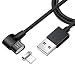 Produktbild [i!®] 1,5m Premium Nylon 90 Grad Winkel Magnet USB 8-Pin Ladekabel Datenkabel [1x 90° Kabel + 1x 8-Pin Stecker] für Apple iPhone 10/X/8/8Plus/7/7Plus/6S/6SPlus/6/6Plus/5S/5C/5/SE iPad iPod | schwarz