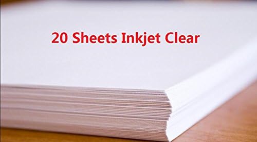 20 Sheets A4 Inkjet Water Slide Decal Paper Sheets Transparent Clear DIY for Inkjet Printer