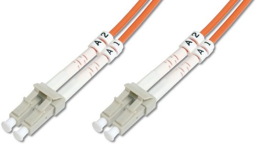 DIGITUS LWL Patchkabel LC/LC 50/125um 10m Multimode Duplex Halogenfrei bis 1Gbit mit Messprotokoll orange OM2