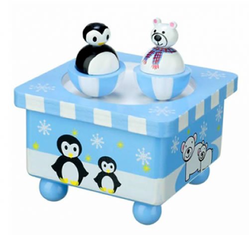 Orange Tree Toys Wooden Penguin & Polar Bear Music Box
