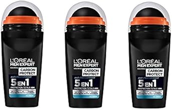 L'Or&eacute;al Men Expert Carbon Protect 5 en 1 Ice Fresh D&eacute;odorant Bille Homme Sans Alcool  - Lot de 3