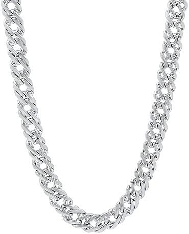 5mm Rhodium Plated Venetian Chain Necklace, 22" + Microfiber Jewelry Polishing Cloth