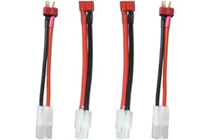 LINSYRC 2 pièces Connecteur Mâle Deans T Plug vers Connecteur Femelle Tamiya et 2 pièces Connecteurs Femelles Deans T Plug vers Connecteur Mâle Tamiya avec Câble 5CM 14AWG
