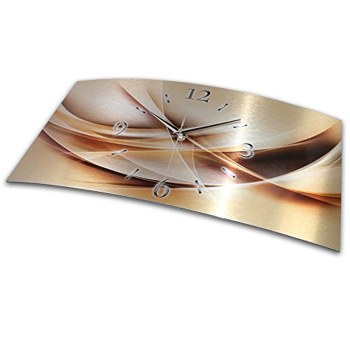 Kreative Feder Alu Metallic Gold Designer Funk Wanduhr Funkuhr modernes Design * leise ohne Ticken ** Made in Germany WAG019FL - 2