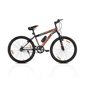 Leader SYPDER MTB 27.5T with Front Suspension Mountain Bicycle/Bike Without Gear Single Speed for Men - Matt Black/Orange Ideal for 15+ Years (Frame: 18 Inches , Steel)