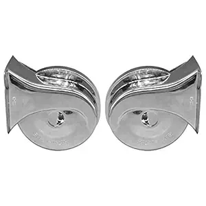 AllExtreme SHON SHONTONE CHROME Bike & Car Horns Super Loud Sound Air Siren (12V, Silver, 2 Pcs)