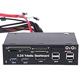 KKmoon 5,25 Zoll All-in-One Kartenleser Kartenlesegerät Media Dashboard Multi-Funktions-Frontplatte Card Reader USB 2.0 und USB 3.0 SATA-ESATA