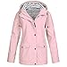 Produktbild LUGOW Jacke Damen Jacken Regenjacke Outdoor Wasserdichter Regenmantel mit Kapuze Winddicht Reißverschluss Outwear Oberbekleidung Jacket Günstig Mäntel S~5XL(XX-Large,Rosa)