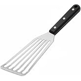 Flexible Polished Stainless Steel Fish Spatula, Ergonomic Kitchen Spatula with Fine Beveled Edge and Non-Slip Handle, Lightwe