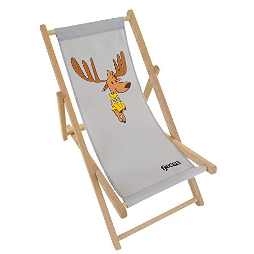 FJESSA, Kinder-Liegestuhl,Liegestuhl klappbar aus Holz, Kinder-Sonnenstuhl, Relaxliege für Garten Balkon Gartenliege Strandstuhl grau,bis 50 kg belastbar, Buchenholz