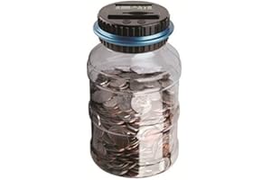 VENUS VALINK Numérique Tirelire Banque Pièce de Monnaie Économies Compteur LCD Comptage Monnaie Pot Changer Bouteille, Transparent Transparent Pièces Automatique Comptage Monnaie Économie Boîte W/LCD Affichage