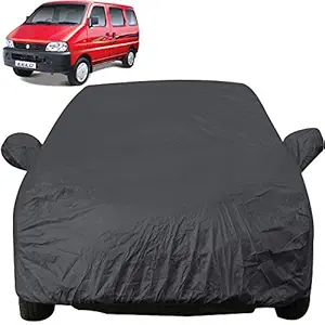 Autofact Car Body Cover with Mirror Pockets Compatible for Maruti Eeco (Triple Stitched, Bottom Fully Elastic, Dark Grey)