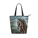 Produktbild ALAZA Tote Leinwand Umhängetasche Zeichnung Pferd und Wolke Vintage-Handtasche
