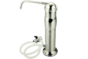 BVC Filtro purificador de agua para grifo sobre encimera, Acero Inox. Filtro cerámico - filtración 2 fases - FILTRO CERÁMICO EXTRA DE REGALO