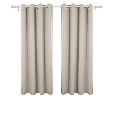 Deconovo Lot de 2 Rideaux Occultants de Salon à Oeillets 135x240 cm Isolant Thermique Beige