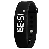 schwarz führte Damenmode Sport digitale Uhr für Jungen, Mädchen, Männer Uhrenarmband Smart Pedometer Uhruhr