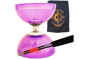 Juggle Dream Purple Cyclone Quartz II Triple Bearing Diabolo with Coloured Superglass Sticks and Carry Bag - Pro Clutch Diablo Set