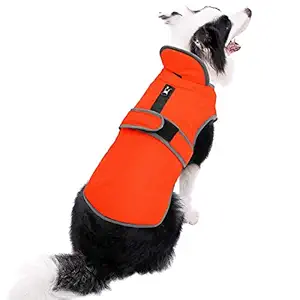 MIGOHI Reflective Waterproof Windproof Dog Coat Cold Weather Warm Dog Jacket Reversible Stormguard Winter Dog Vest for Small Medium Large Dogs (Orange, M)