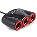 Produktbild YANG's 3-Socket Zigarettenanzünder 3 Ports USB KFZ-Ladegerät Netzteil 120W 12V-24V DC Auto-Anschluss Splitter Für iPhone iPad, Android Samsung, GPS, Dashcam (Schwarz-Rot)
