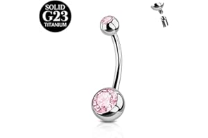 FunZing Titanio Piercing ombelico argento 6mm 8mm 10mm 12mm 14mm 16mm bar lunghezza piercing ombelico titanio donne 1 pezzo 14G solido titanio Piercing ombelico rosa blu CZ anelli ombelico