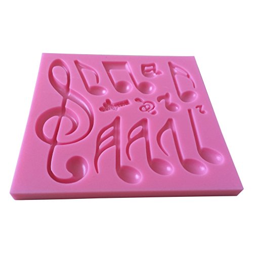LYNCH Verschiedene Musik-Anmerkung-Form-Silikon Fondantform Bakeware DIY Kuchen-Werkzeuge,Rosa - 4