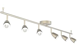 National Lighting Led Celing Lights Rotatable, 6 Way Ceiling Spolights, Satin Silver Finish, for Living Room, Kitchen, Bedroom, GU10 Led Compatible