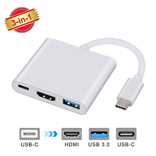 MEALINK USB 3.1 Typ-C Multiport Hub Adapter 3-in-1 USB-C Zum HDMI + USB3.0 + USB-C Ladeanschluss (PD Qucik Ladegerät) Adapterkabel für Apple Neues Macbook | Chromebook Pixel | Dell XPS 13 | Yoga 900 Lumia 950 | 950XL