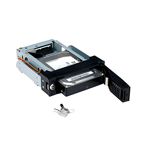 FANTEC MR-35SATA-A Wechselrahmen (für den Einbau von 8,89 cm (3,5 Zoll) SATA I/II/III Festplatten in einen 13,34 cm (5,25 Zoll) Schacht, schraubenlos, trägerlos, Anti-Vibration) schwarz - 2