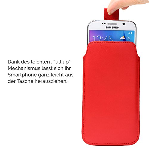 Custodia da 4,7 pollici Cover universale con linguetta, UrcoverÂ® pull tab Case, Sacchetto smartphone [Lunghezza 14 cm, larghezza 7 cm] con protezione anticaduta - Rosso