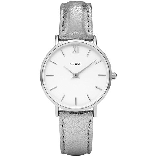 CLUSE Unisex Erwachsene Digital Quarz Uhr mit Leder Armband CL30039